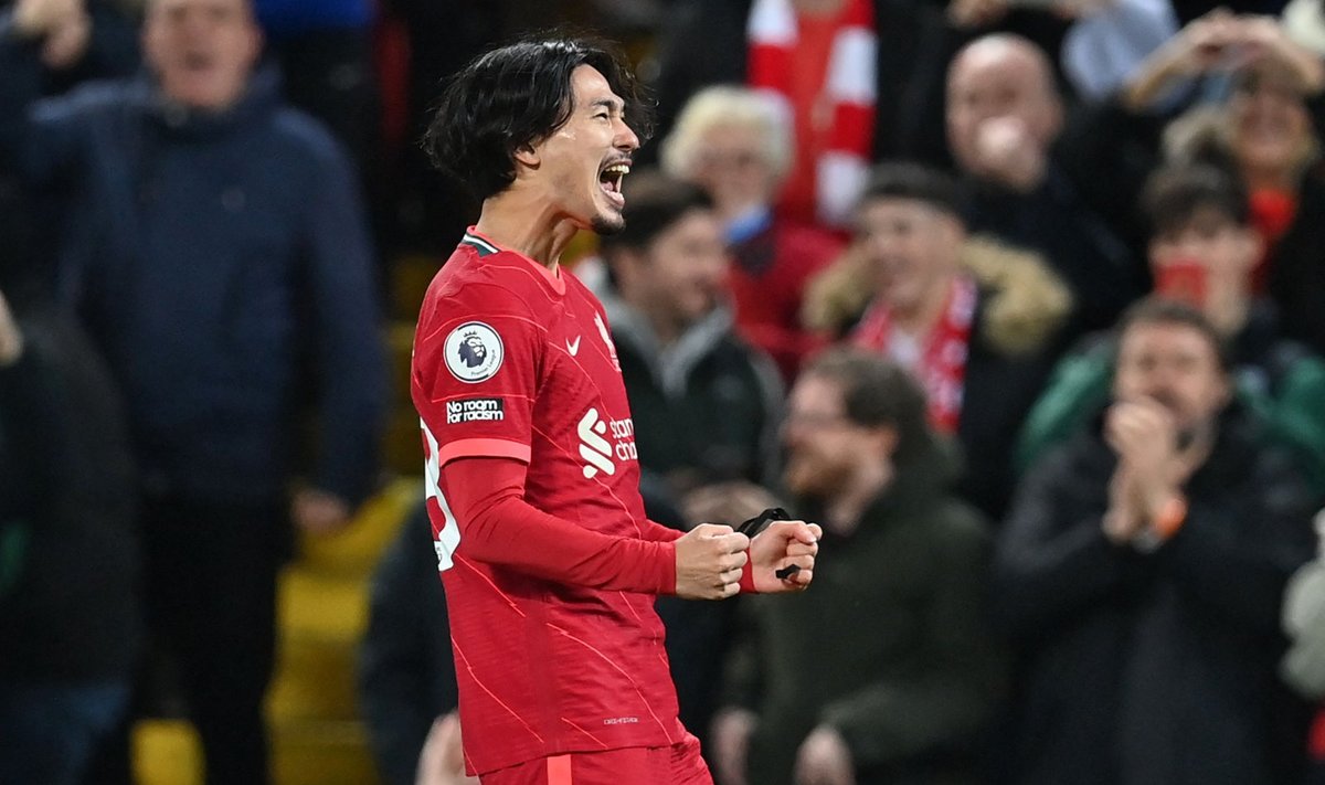 Liverpooli neljanda värava löönud jaapanlane Takumi Minamino.