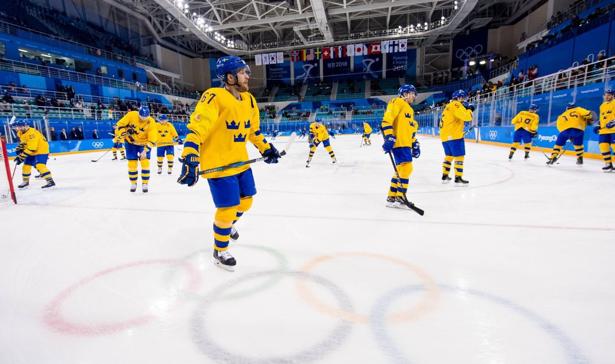 Rootsi hokikoondis Pyeongchangi olümpial.