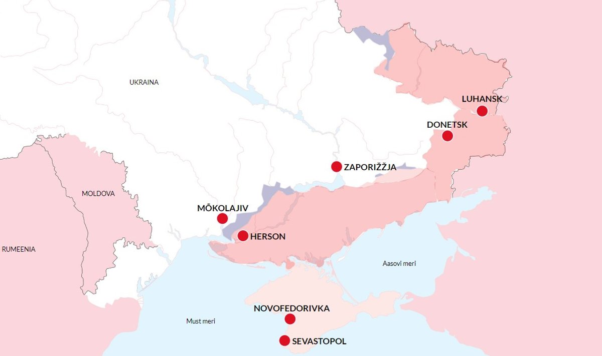 Ukraina rindejoonepositsioonidest asub Novofedorivka üle 200 kilomeetri kaugusel.