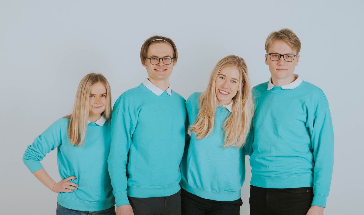 MÜNT: Märten Kala (19), Marilin Berg (19), Eva Maria Ilves (18) ja Aksel Joonas Reedi (19) päästavad maailma, ühe hambapasta tuubi kaupa.