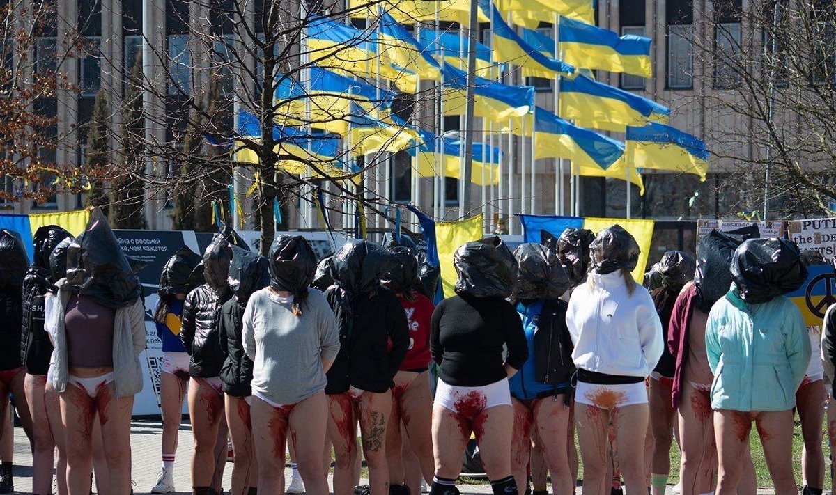 UKRAINA VALU: Lätlannade protest täna Riias.