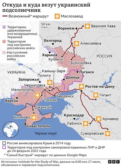 Откуда и куда везут украинский подсолнечник