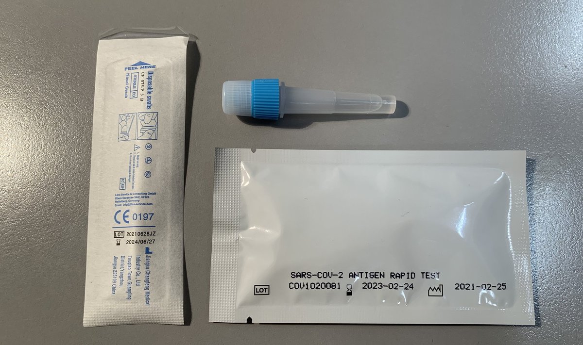 Снятый с продажи набор для экспресс-тестирования на антиген SARS-CoV-2, который был закуплен Министерством образования для школ Эстонии
