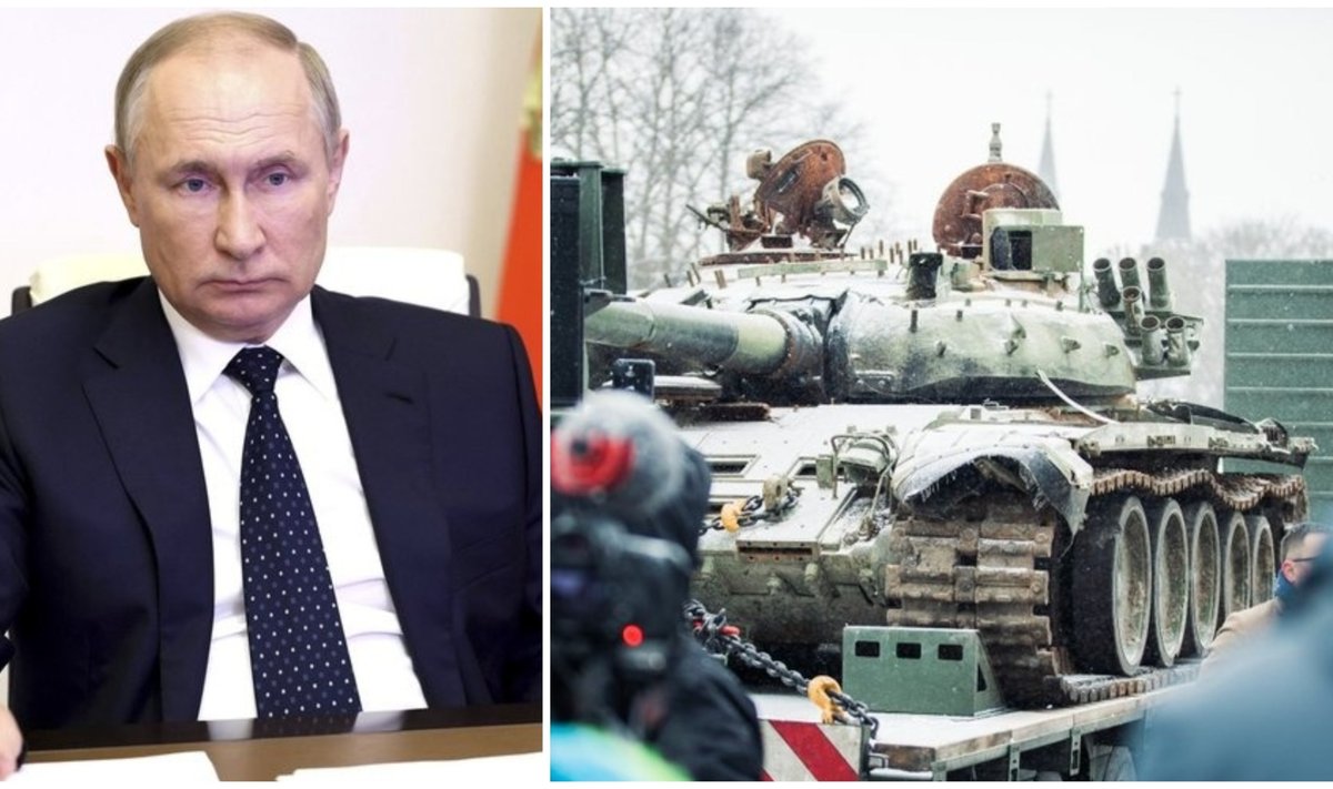 Vladimir Putin, hävitatud Vene tank Vabaduse väljakul