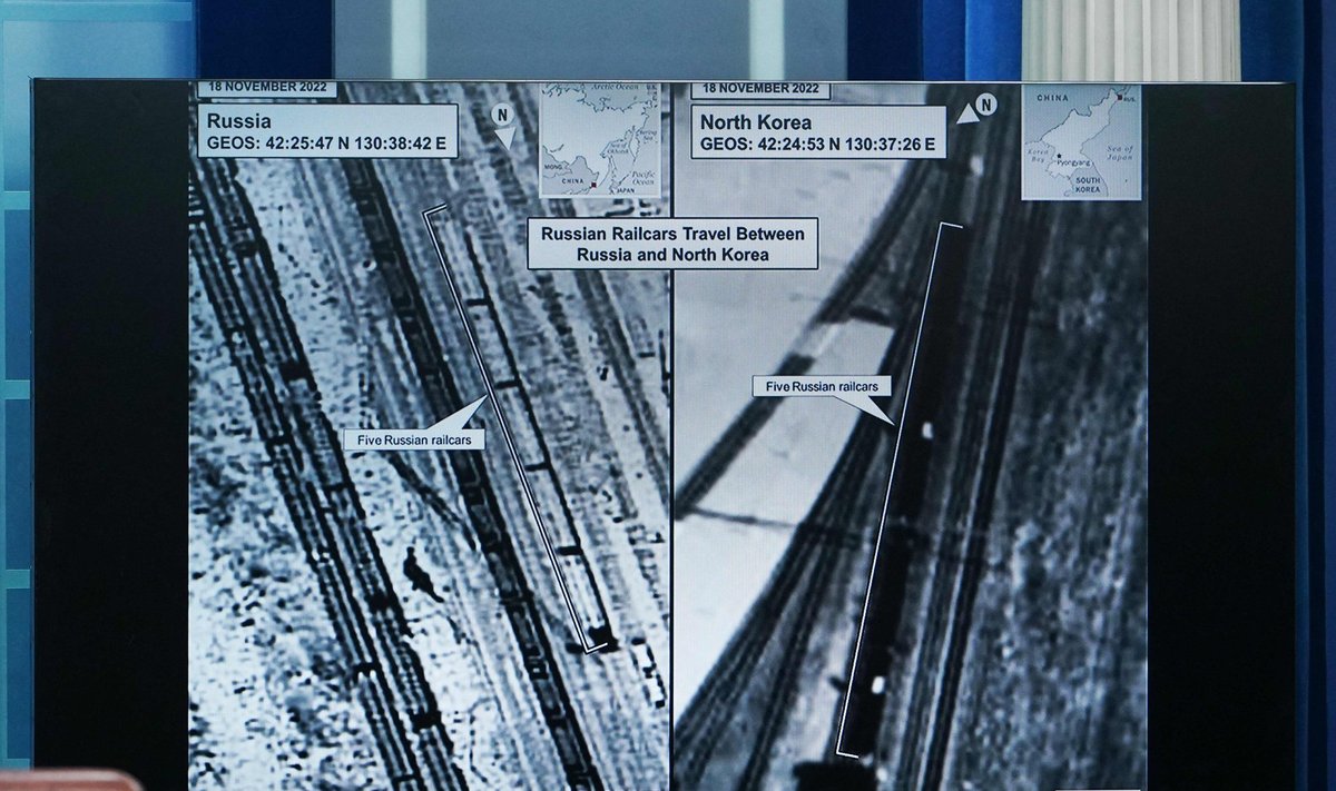 USA luurefotod Venemaa raudteevagunitest, mis sisenesid Põhja-Koreasse, võtsid peale rakette ning naasesid Venemaale.