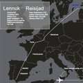 GRAAFIK | Kummituslennuki teekond Lõuna-Hispaaniast Läti rannikule kestis ligi viis tundi