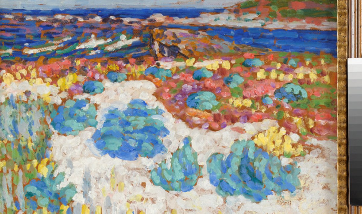 Konrad Mägi „Saaremaa etüüd”, 1913–1914. Saaremaa napp, värvidelt kitsi apollonlik loodus saab dionüüsosliku tõlgenduse.