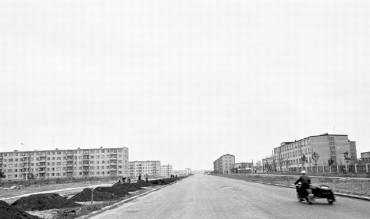 Karl Marxi puiestee, tänane Sõle tänav. Fotol paremal asuv 8. keskkool avati 1973. aastal. Täna kerkib selle juurde Pelgulinna spordihoone. 