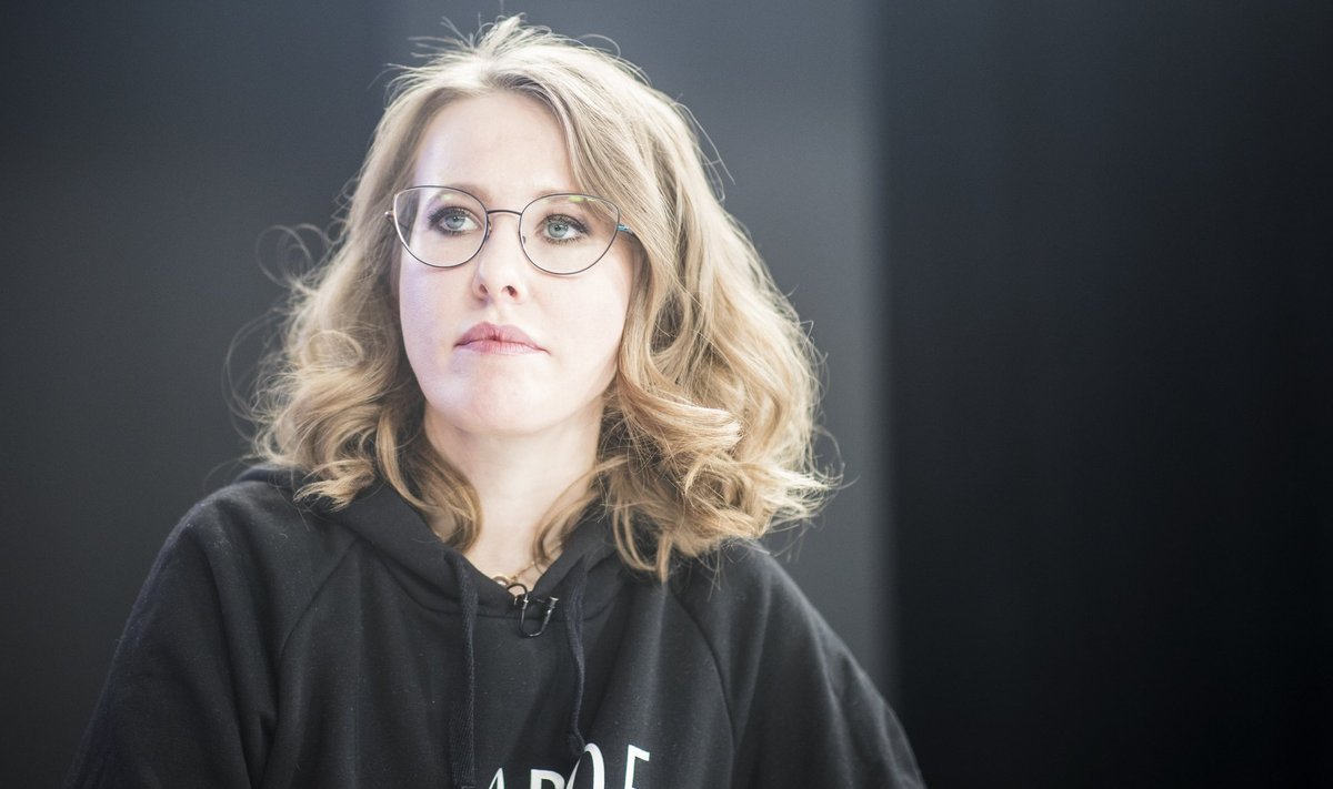 Presidential candidate Sobchak attends a debate with Russian opposition leader Navalny at the "Navalny Live" YouTube show in Moscow