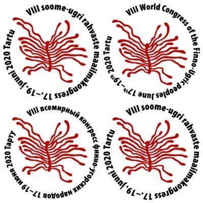 Soome-ugri rahvaste maailmakongressi logo keskne kujund lähtub üraski haudmekäikude mustrist