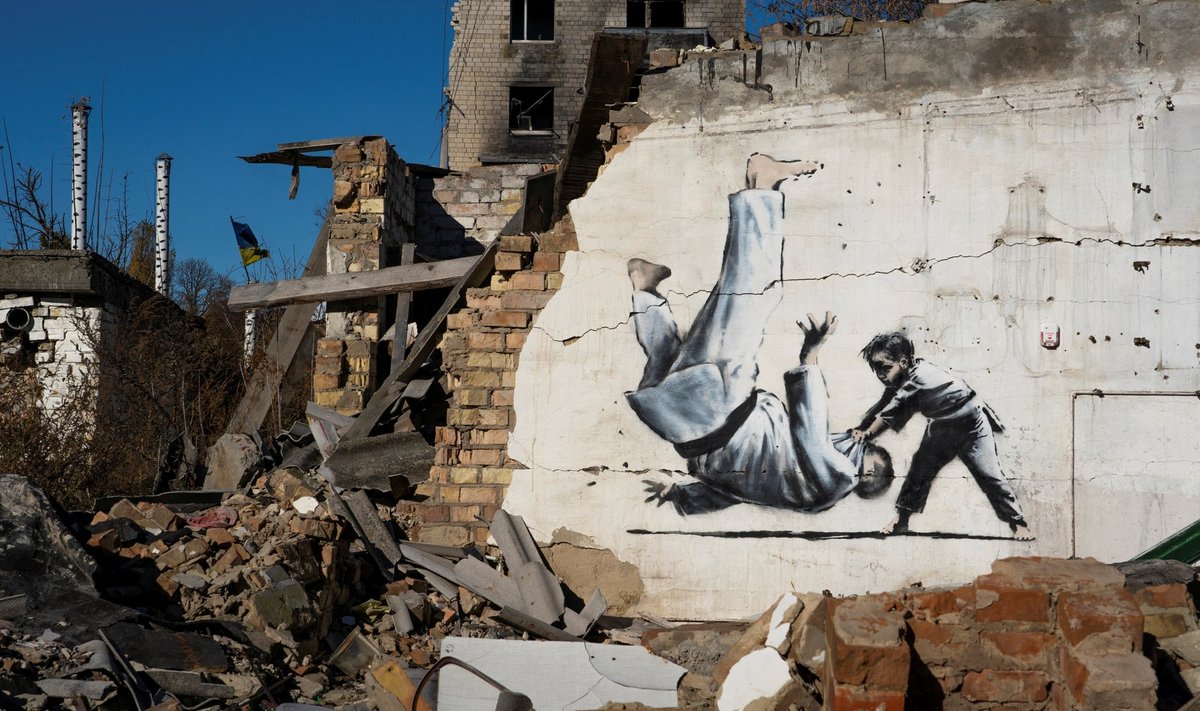 Banksyle iseloomulik kunstiteos Kiievi oblastis