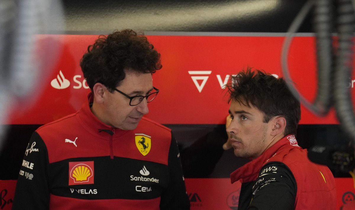 Ferrari pealik Mattia Binotto ja Charles Leclerc. Ferrari on teinud viimaste aastate valguses kõva sammu edasi, aga potentsiaali on kordades enamaks.