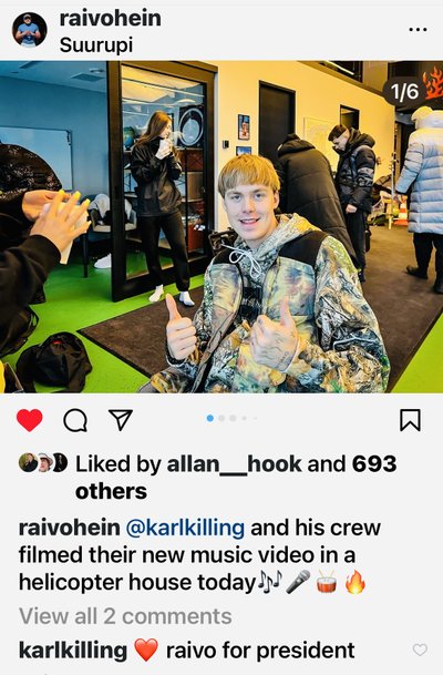POSTITUS Karl Killing Raivo Heina hobimajas videovõtetel. 