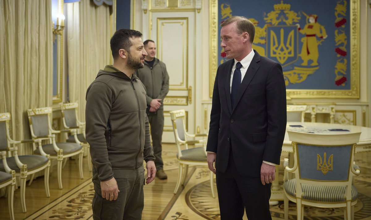 Советник по национальной безопасности США Джейк Салливан на встрече с президентом Украины Владимиром Зеленским