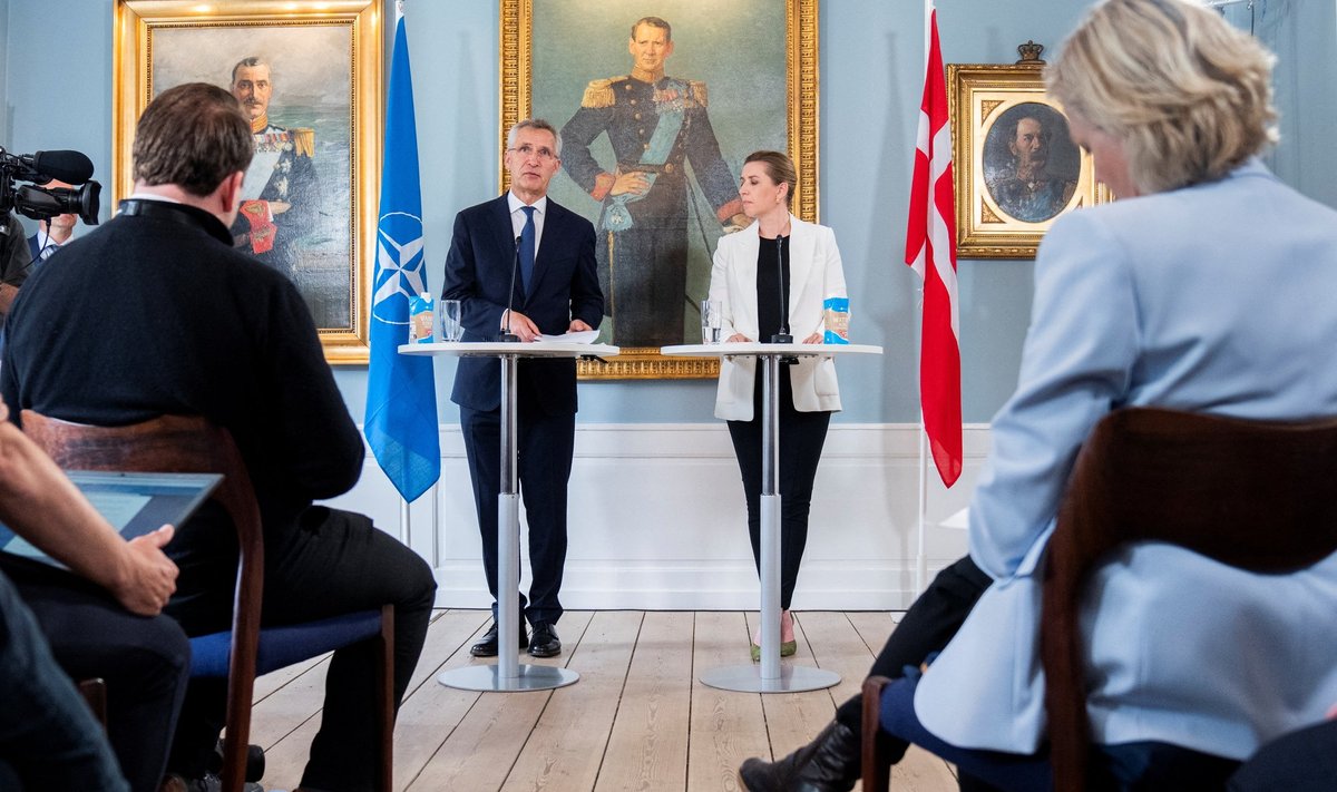 NATO peasekretär Jens Stoltenberg ja Taani peaminister Mette Frederiksen täna toimunud pressikonverentsil Kopenhaagenis.