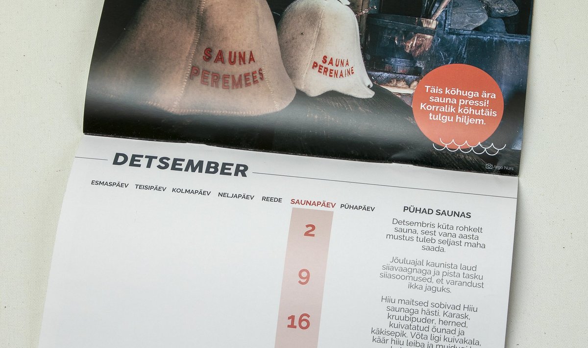 Hiiumaa saunakalender 2023 ... vaata, kuidas vaatad, ikka näed üksnes ssunapäevi!