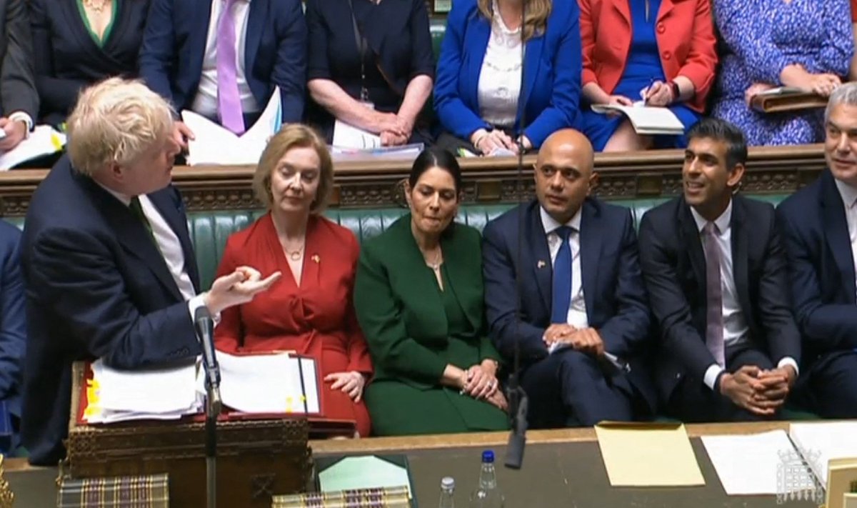 Vasakult: Boris Johnson ja tema võimalikud järglased Liz Truss, Priti Patel, Sajid Javid ja Rishi Sunak
