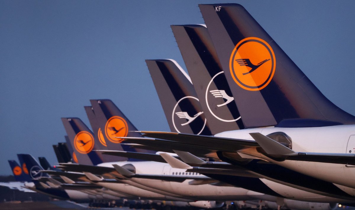 Lufthansa lennukid seisavad Frankfurdi lennujaamas.