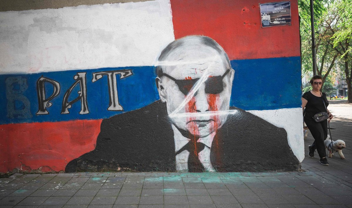 Изображение Владимира Путина на стене