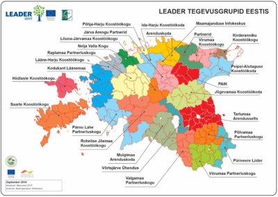Eestis rakendavad LEADER-lähenemist 26 kohaliku tegevusgruppi, kes katavad 99% maapiirkonnast.
