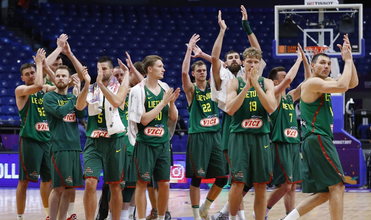 Leedu korvpallikoondis pärast võitu Ukraina üle