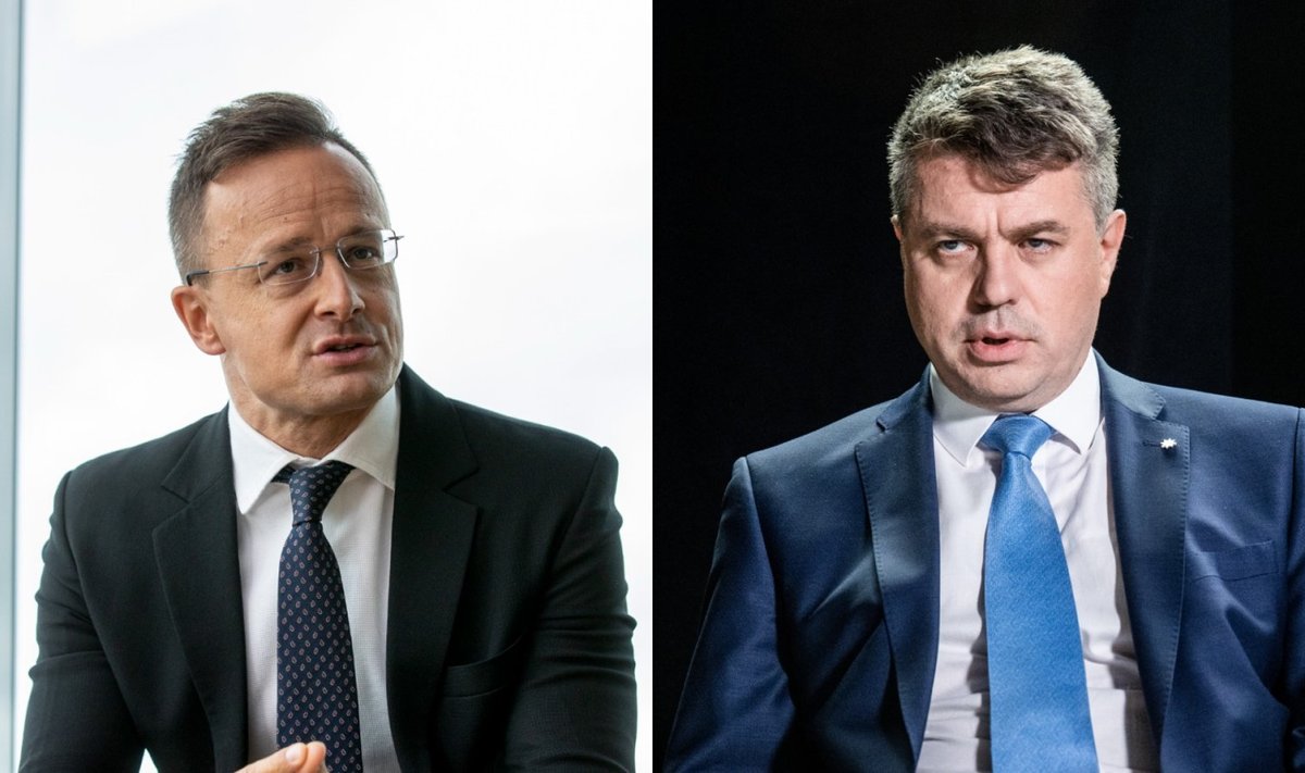Vasakul Ungari välisminister Sjizzártó, paremal endine Eesti välisminister Urmas Reinsalu.