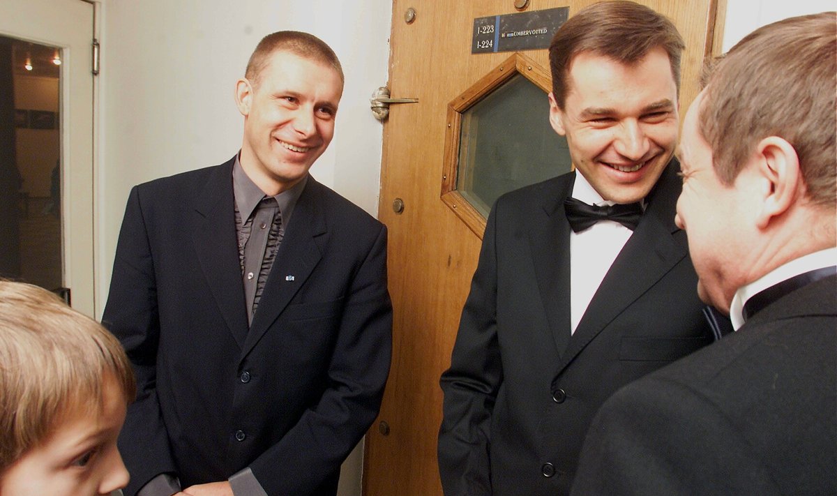 Jaak Mae, Andrus Veerpalu ja Lembitu Kuuse 2002. aasta parimate sportlaste valimise õhtul.