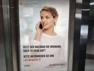 Šveitsis leviv reklaamplakat pole päris ja riik sellist üleskutset teinud ei ole.