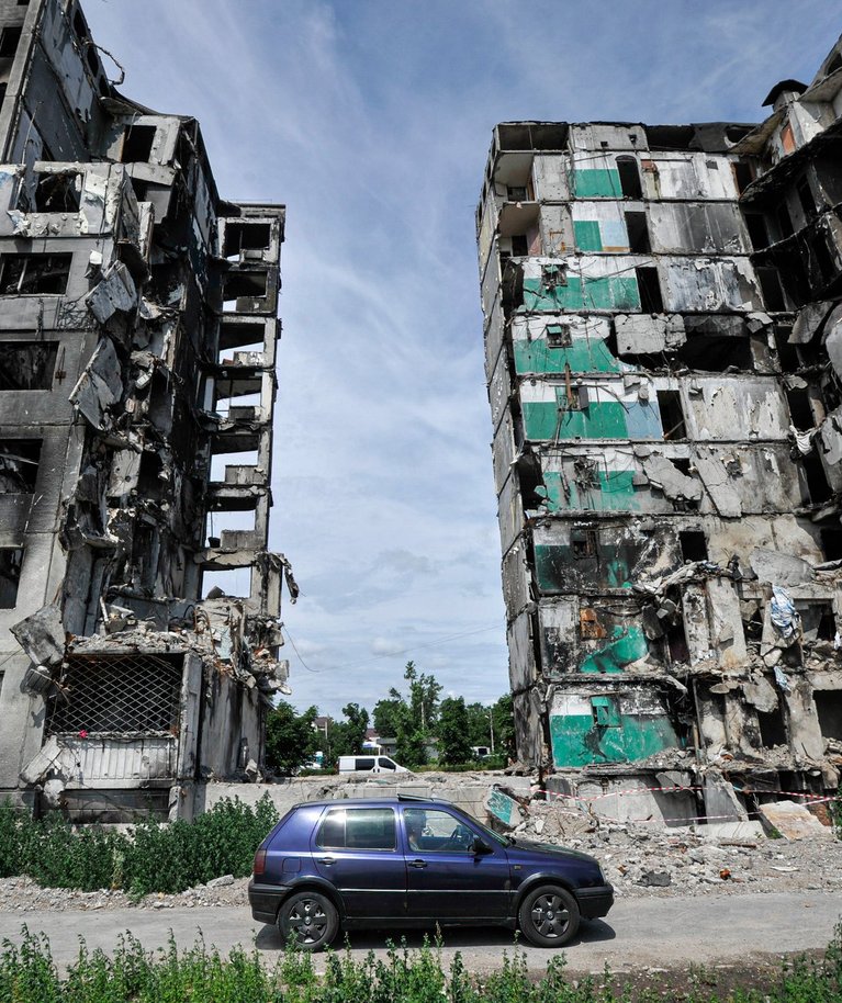 Borodjanka pärast pommitamist.Foto tehtud 7. juulil 2022