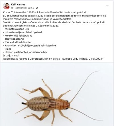 Paanikaks pole põhjust - salaja toidu sisse putukaid panema ei hakata
