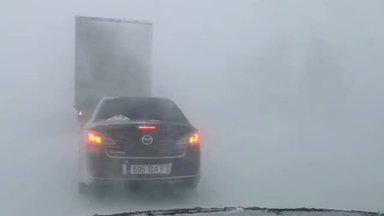 ВИДЕО | Мощный снегопад нарушил движение на шоссе Таллинн-Нарва
