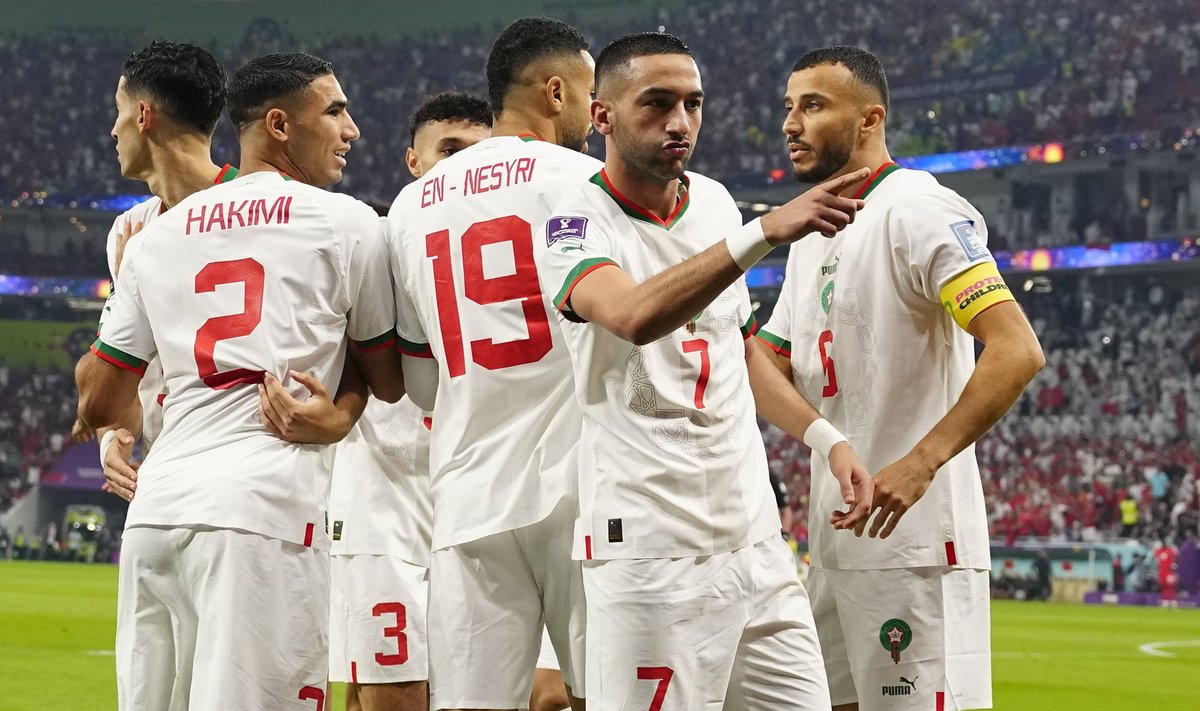 Maroko mängijad rõõmustamas