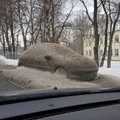 FOTO | Porilombi kõrvale pargitud auto on muutunud beežiks jääskulptuuriks