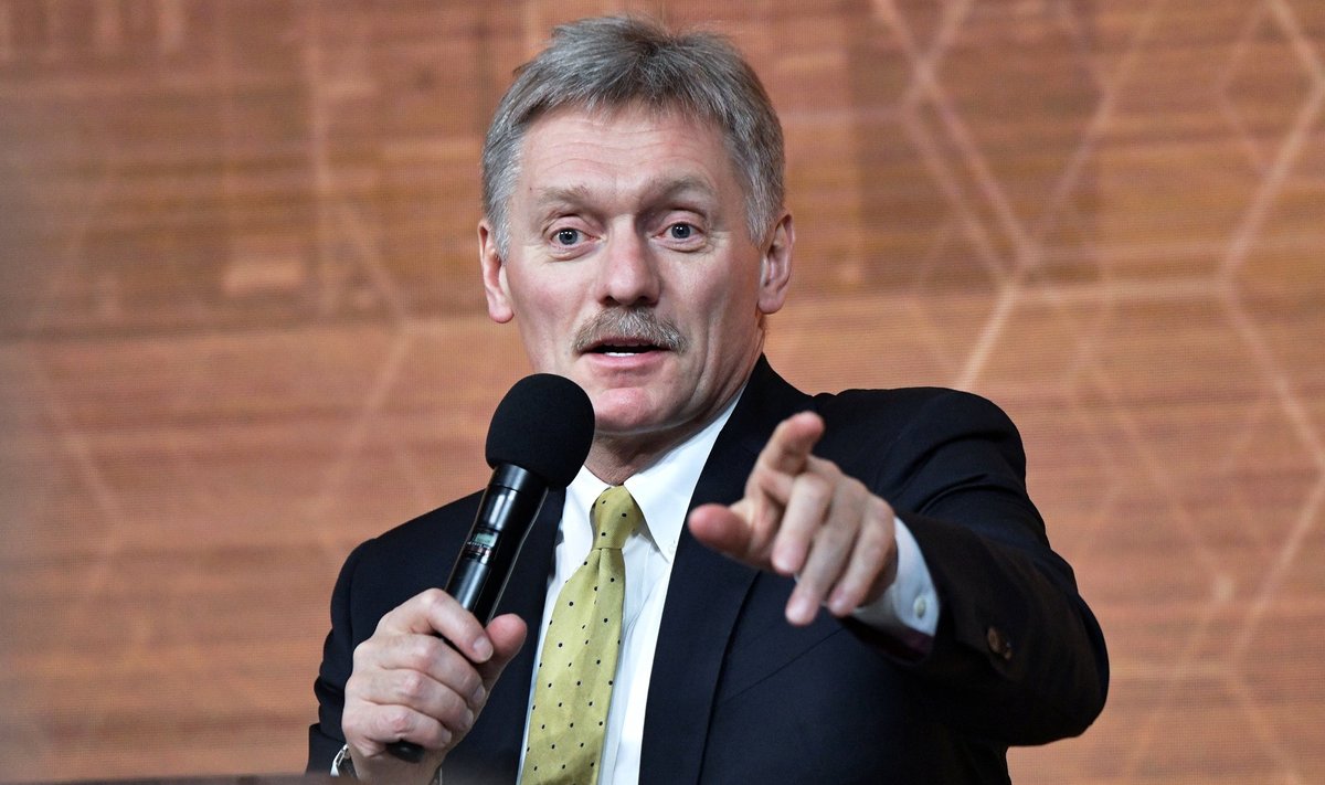 Kremlin spokesman Peskov speaks during a news conference in Moscow