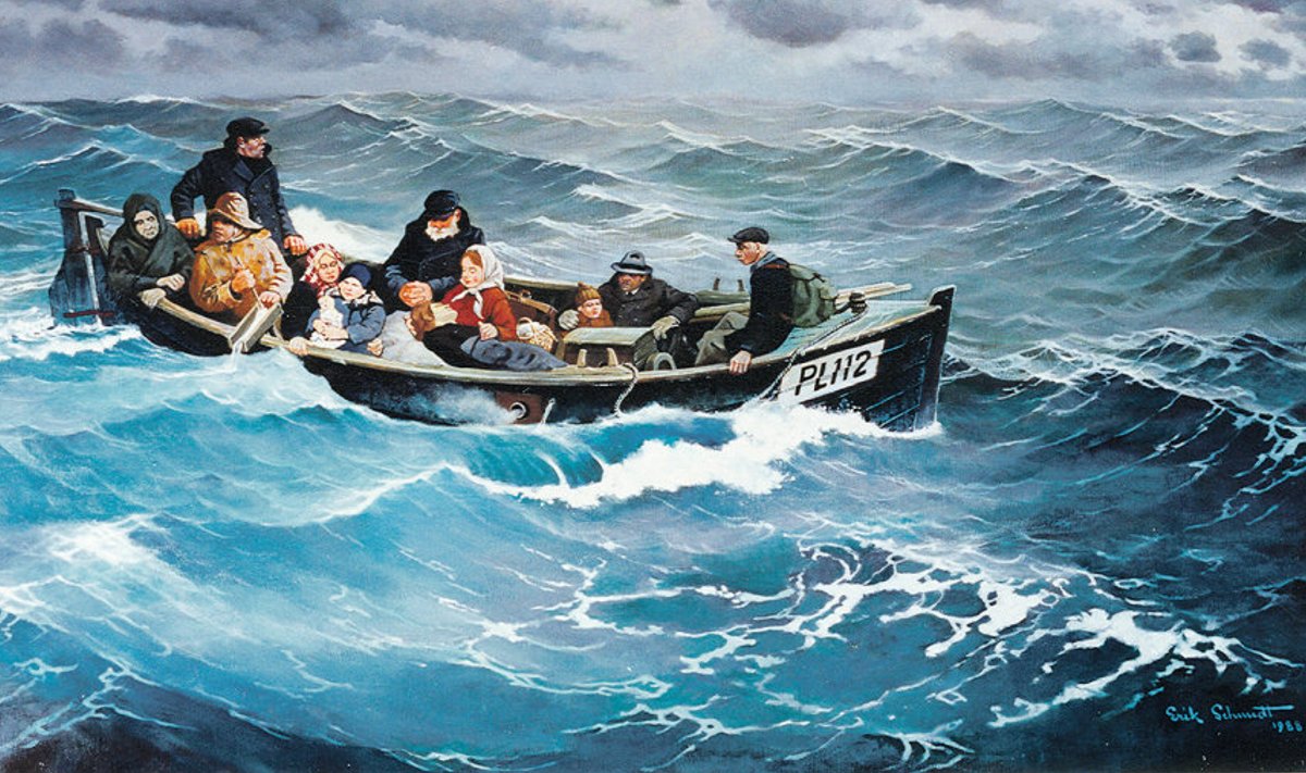 „Põgenemine Eestist” (1988) sümboliseerib kogu ängi, mida kodust meritsi lahkumine kaasa tõi.