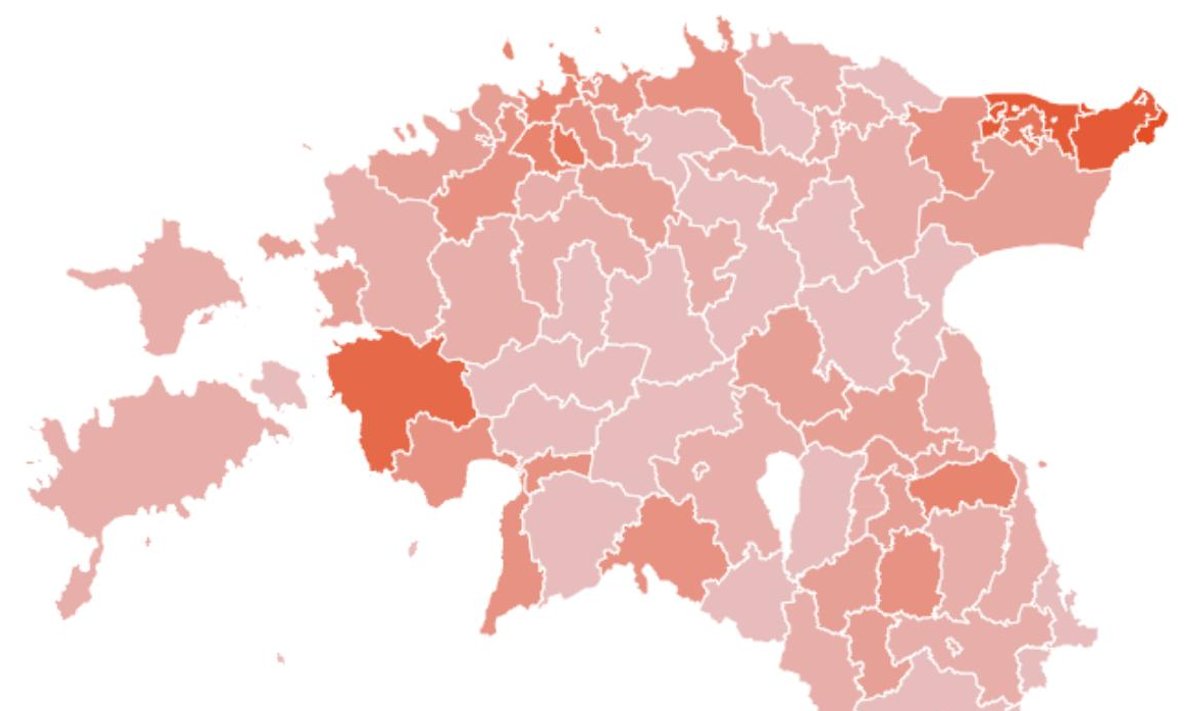 KAART | Vaata, millised nakatumisnäitajad on Eesti valdades ja linnades -  Delfi