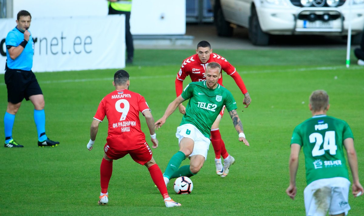 FC Flora alistas Euroopa liiga esimeses eelringis Serbia võistkonna FK Radnicki Niš seisuga 2 : 0.