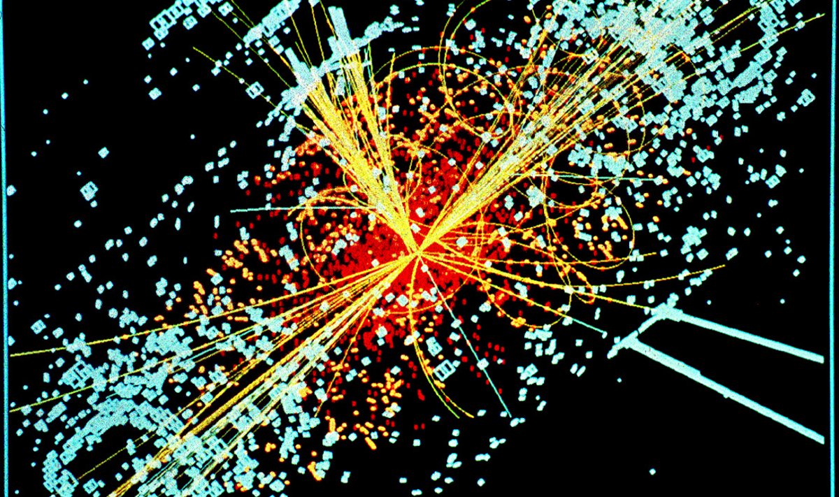 Simulatsioon, mis näitab Higgsi bosoni ilmumist kahe prootoni põrkumisel