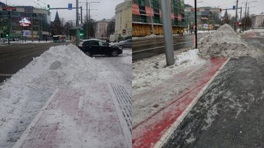 FOTOD | Lume ja sulavee alla mattunud pealinna rattateed on läbimatud