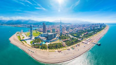 Aerial,Panoramic,Image,Of,Beautiful,Batumi,Made,With,Drone,In