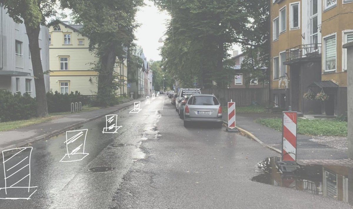 Järgmisel nädalal on Niine tänava kõnnitee pollarite abil laiem.