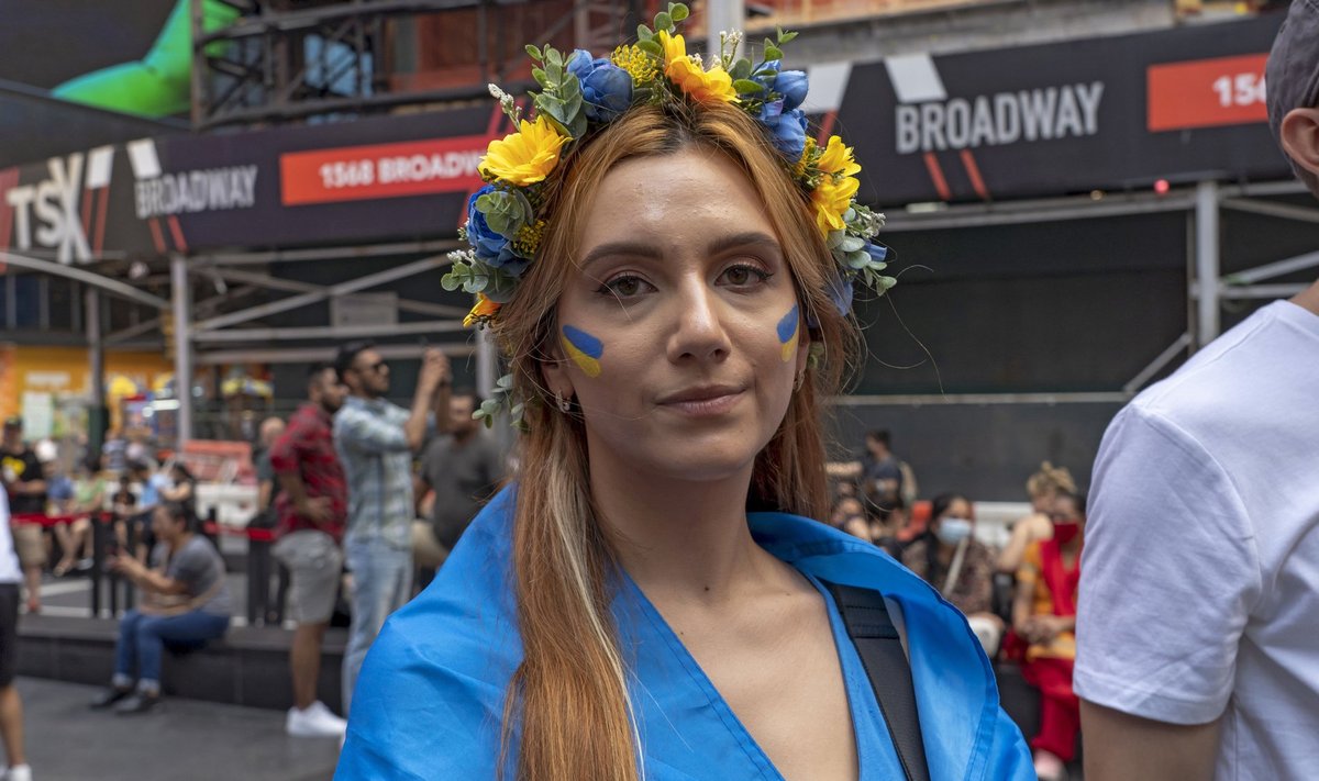Ukraina toetaja meeleavaldusel New Yorgis 2. juulil.