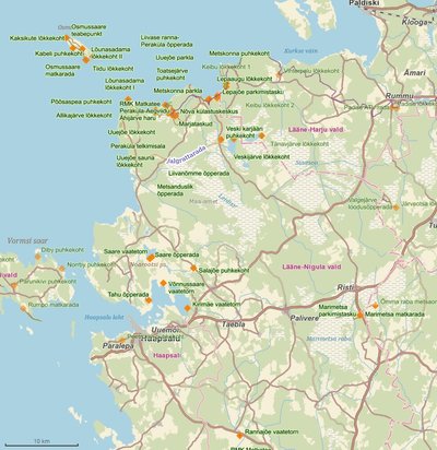 Tutvustavad kavad sisaldavad ka ülevaadet RMK hallatavatest külastusobjektidest. Kaardil on ülevaade puhkamisvõimalustest riigimetsas Lääne-Nigula vallas.