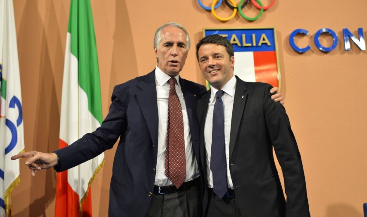 Itaalia olümpiakomitee president Giovanni Malago (vasakul) ja peaminister Matteo Renzi