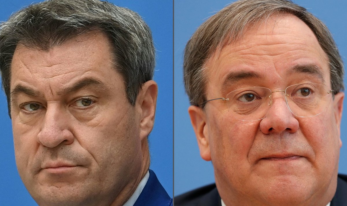 Kaotaja ja võitja: Markus Söder (vasakul) ja CDU kantslerikandidaadiks valitud Armin Laschet