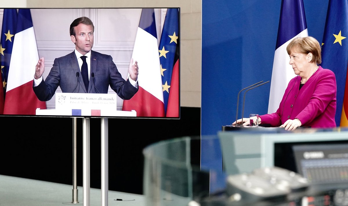 Saksamaa kantsleri Angela Merkeli ning Prantsusmaa presidendi Emmanuel Macroni ühine  videopöördumine.