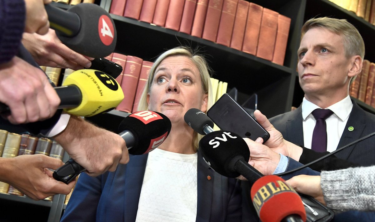 Rootsi panganduse eest vastutavad ministrid rahandusminister Magdalena Andersson ja finantsturgude minister Per Bolund 