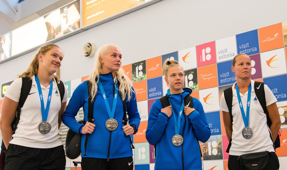 Eesti 3x3 naiskond: vasakult Kadri-Ann Lass, Annika Köster, Janne Pulk, Merike Anderson. EM-i valikturniiril asendas Andersoni Johanna Eliise Teder.