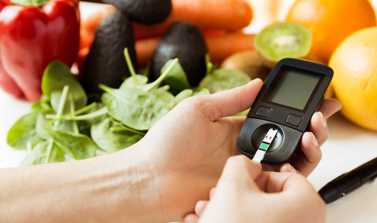 Diabetes,Monitor,,Diet,And,Healthy,Food,Eating,Nutritional,Concept,With
