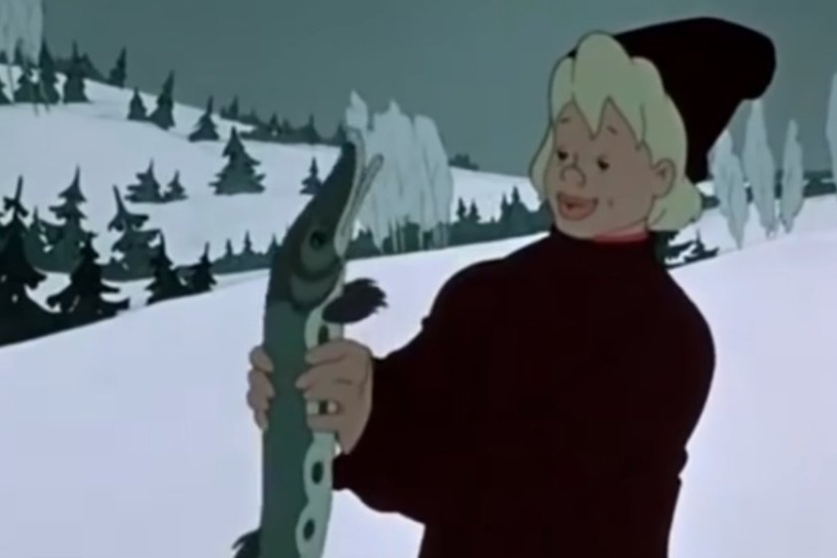 Изумленный медведь на рыбалке мультфильм 1949